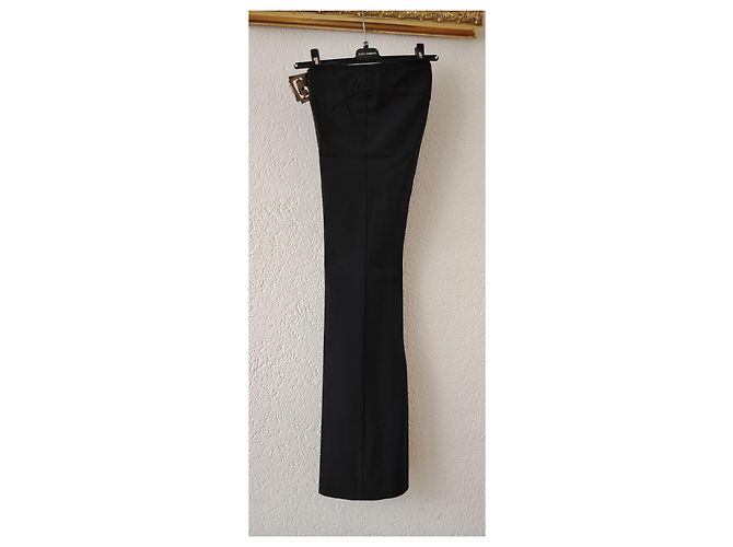 CALÇAS DE LÃ DOLCE & GABBANA COM PATCH LOGOTIPADO. Preto - vista 5