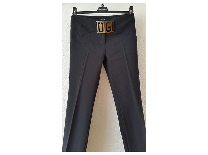 CALÇAS DE LÃ DOLCE & GABBANA COM PATCH LOGOTIPADO. Preto - vista 6