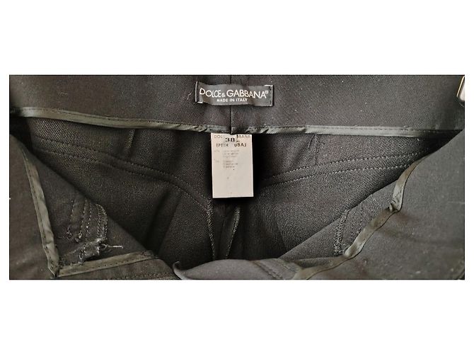 CALÇAS DE LÃ DOLCE & GABBANA COM PATCH LOGOTIPADO. Preto - vista 7