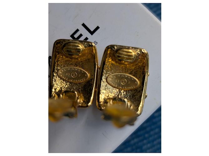 Orecchini vintage Chanel CC 95P Francia Parigi Logo Clips Rue Cambon Scatola - vista 7