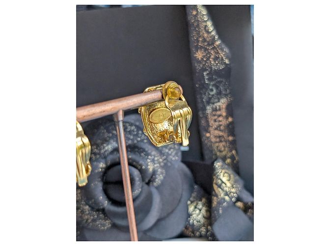 Orecchini vintage Chanel CC 95P Francia Parigi Logo Clips Rue Cambon Scatola - vista 9