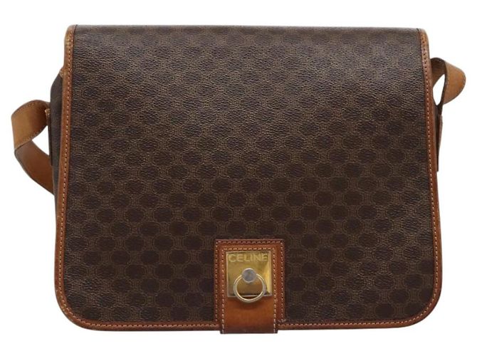 Céline CELINE Macadam Canvas Shoulder Bag PVC Leather Brown Gold Auth BD871 Golden - view 13