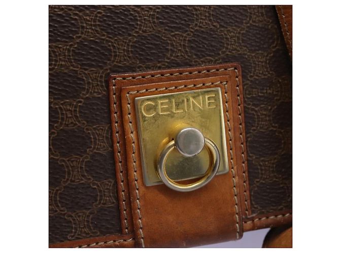 Céline CELINE Macadam Canvas Shoulder Bag PVC Leather Brown Gold Auth BD871 Golden - view 18