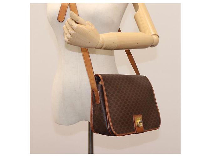 Céline CELINE Macadam Canvas Shoulder Bag PVC Leather Brown Gold Auth BD871 Golden - view 24