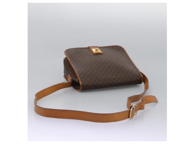 Céline CELINE Macadam Canvas Shoulder Bag PVC Leather Brown Gold Auth BD871 Golden - view 7