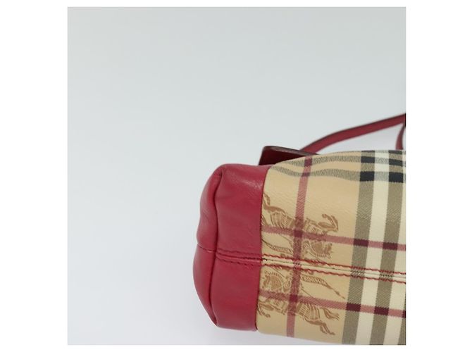 Borsa a spalla Burberry Nova Check in PVC pelle beige rosa Auth BD685 - vista 14