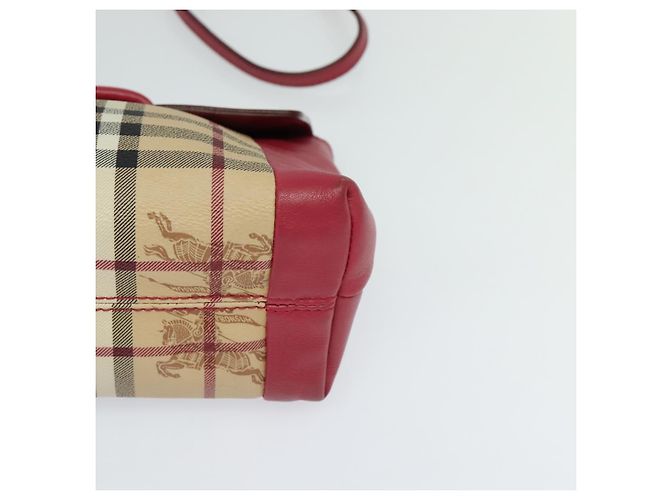 Borsa a spalla Burberry Nova Check in PVC pelle beige rosa Auth BD685 - vista 15