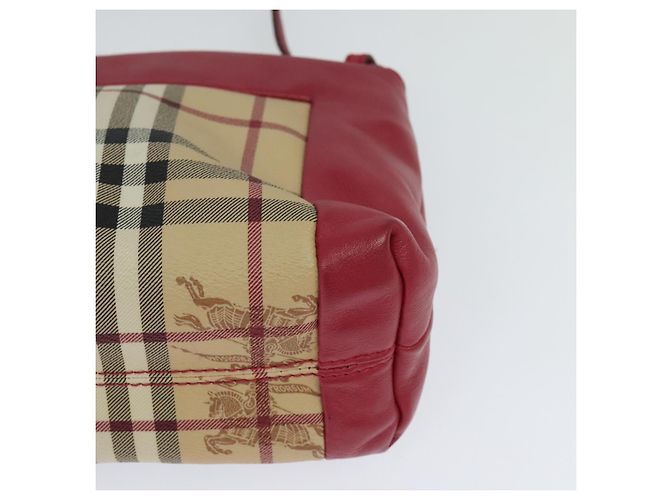 Borsa a spalla Burberry Nova Check in PVC pelle beige rosa Auth BD685 - vista 16