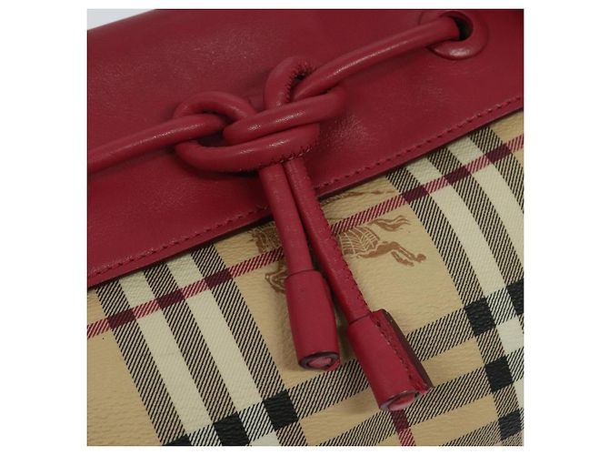 Borsa a spalla Burberry Nova Check in PVC pelle beige rosa Auth BD685 - vista 17