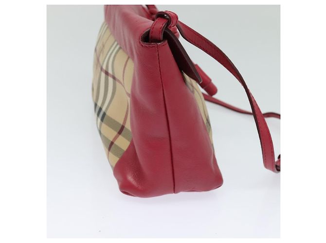 Borsa a spalla Burberry Nova Check in PVC pelle beige rosa Auth BD685 - vista 3