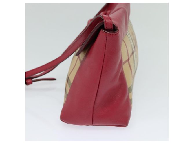 Borsa a spalla Burberry Nova Check in PVC pelle beige rosa Auth BD685 - vista 4
