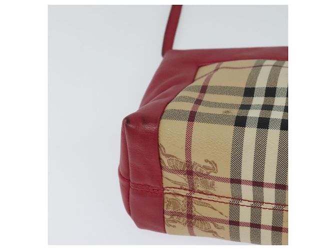 Borsa a spalla Burberry Nova Check in PVC pelle beige rosa Auth BD685 - vista 9