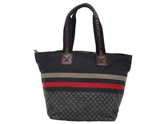 GUCCI Borsa Tote Diamante Nylon Blu Navy Argento 267922 Auth bs23152 - vista 2