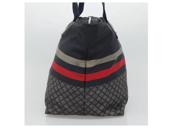 GUCCI Borsa Tote Diamante Nylon Blu Navy Argento 267922 Auth bs23152 - vista 3