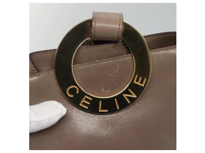 Céline Borsa a Spalla CELINE in Pelle Marrone Oro Auth EC529 D'oro - vista 10