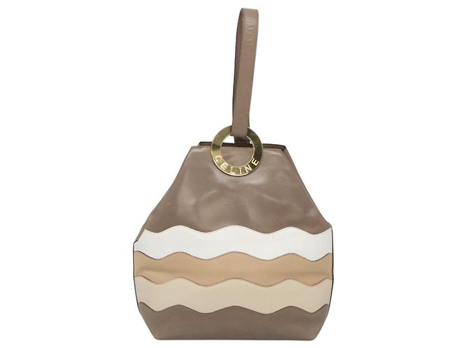 Céline Borsa a Spalla CELINE in Pelle Marrone Oro Auth EC529 D'oro - vista 13