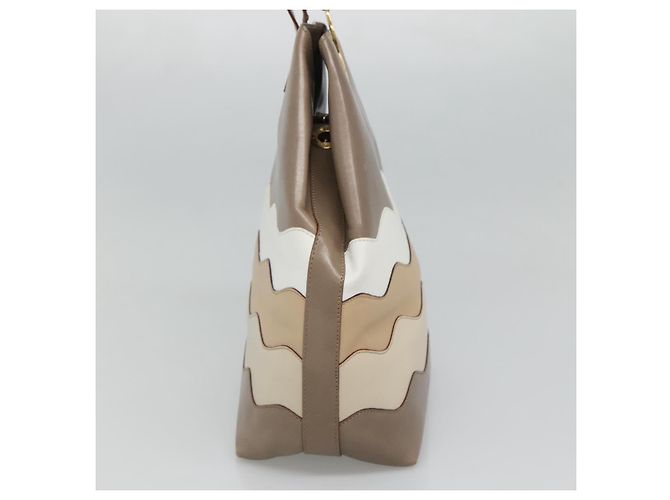 Céline Borsa a Spalla CELINE in Pelle Marrone Oro Auth EC529 D'oro - vista 4