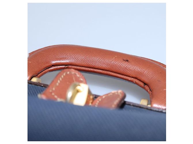 Autre Marque Borsa da viaggio Burberrys Boston in PVC blu navy e marrone Auth ti2922 - vista 10