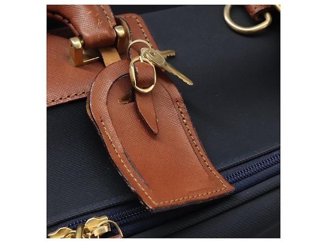 Autre Marque Borsa da viaggio Burberrys Boston in PVC blu navy e marrone Auth ti2922 - vista 21