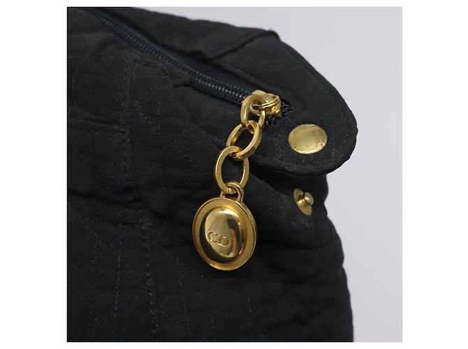 Borsa a Spalla Canage Christian Dior Nylon Nero Oro Auth yk17665 D'oro - vista 11