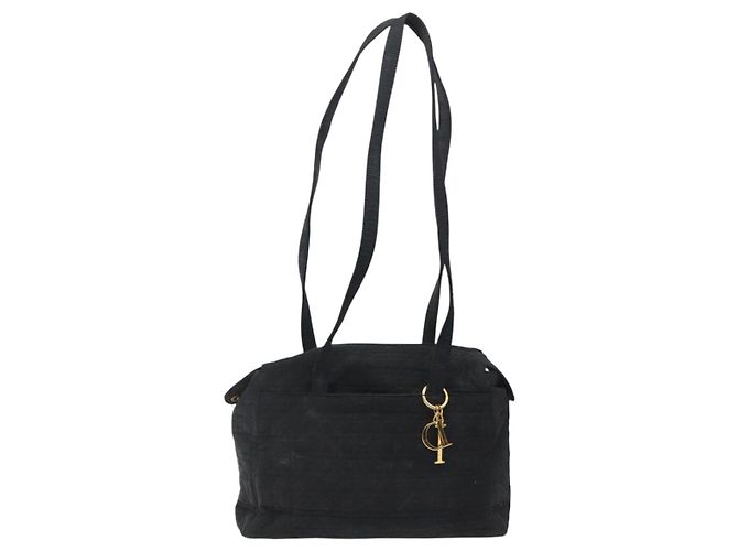 Borsa a Spalla Canage Christian Dior Nylon Nero Oro Auth yk17665 D'oro - vista 13