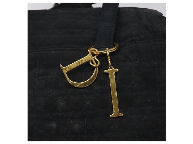 Borsa a Spalla Canage Christian Dior Nylon Nero Oro Auth yk17665 D'oro - vista 18
