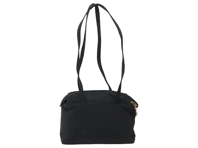 Borsa a Spalla Canage Christian Dior Nylon Nero Oro Auth yk17665 D'oro - vista 2