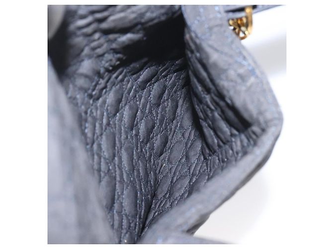 Borsa a Spalla Canage Christian Dior Nylon Nero Oro Auth yk17665 D'oro - vista 23