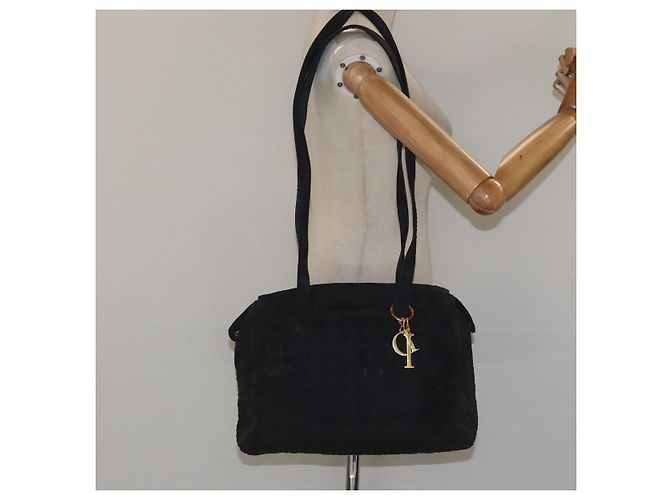 Borsa a Spalla Canage Christian Dior Nylon Nero Oro Auth yk17665 D'oro - vista 24