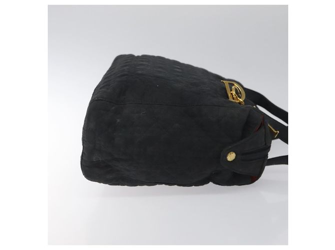 Borsa a Spalla Canage Christian Dior Nylon Nero Oro Auth yk17665 D'oro - vista 3