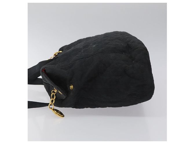 Borsa a Spalla Canage Christian Dior Nylon Nero Oro Auth yk17665 D'oro - vista 4