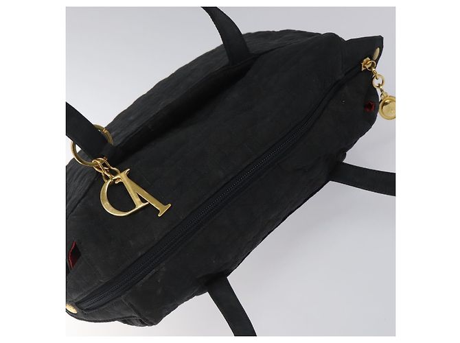 Borsa a Spalla Canage Christian Dior Nylon Nero Oro Auth yk17665 D'oro - vista 7