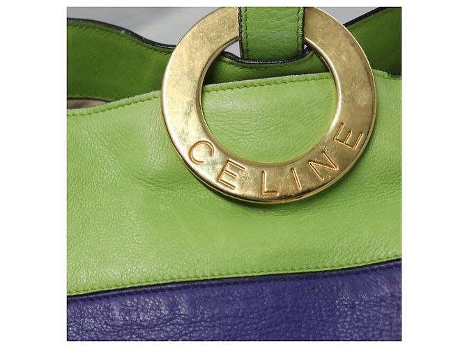 Céline Borsa a spalla CELINE in pelle verde rosso giallo Auth EC743 - vista 18