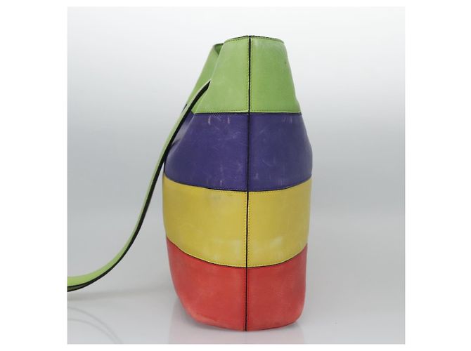 Céline Borsa a spalla CELINE in pelle verde rosso giallo Auth EC743 - vista 3