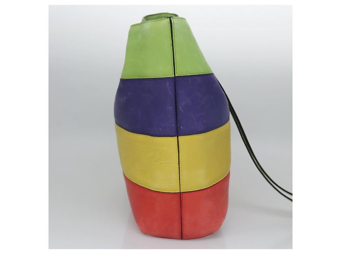 Céline Borsa a spalla CELINE in pelle verde rosso giallo Auth EC743 - vista 4