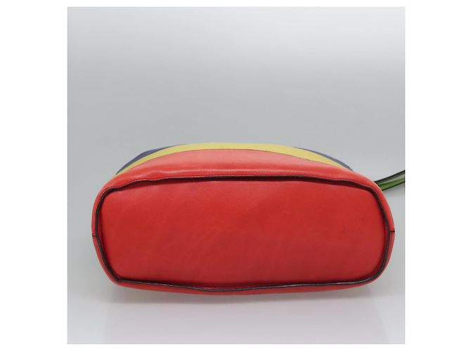 Céline Borsa a spalla CELINE in pelle verde rosso giallo Auth EC743 - vista 5