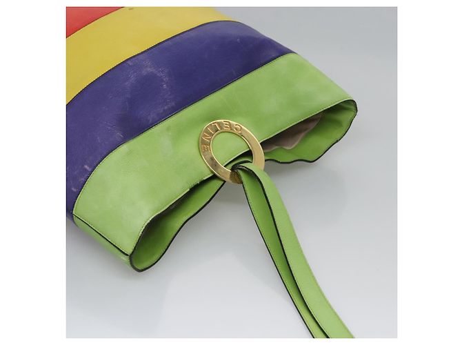 Céline Borsa a spalla CELINE in pelle verde rosso giallo Auth EC743 - vista 6