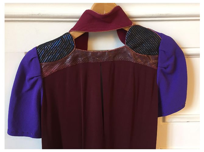 Vestido Louis Vuitton T.34 Burdeos - vista 6