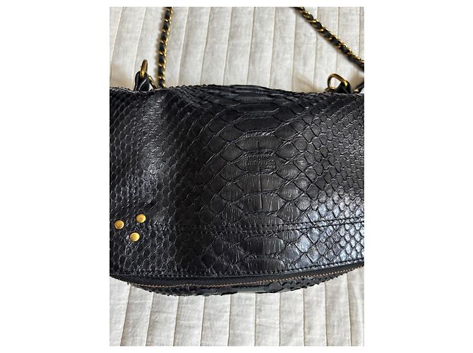 Sac à main Jerome Dreyfuss Boby en cuir de python noir - vue 4