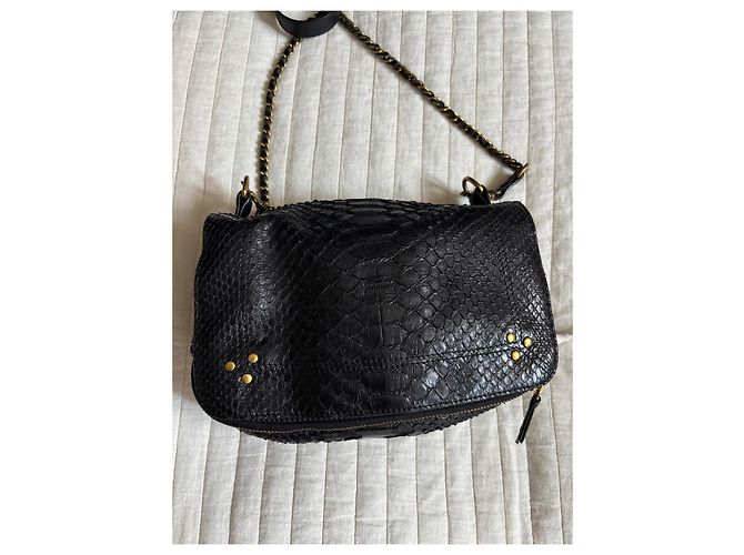 Sac à main Jerome Dreyfuss Boby en cuir de python noir - vue 5