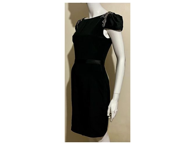 Marchesa Stupendo vestito di seta con ricamo di perle e paillettes Nero - vista 2