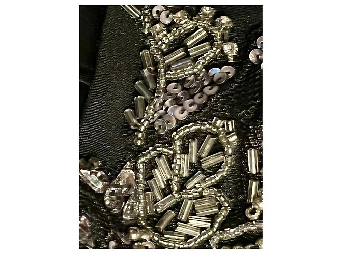 Marchesa Stupendo vestito di seta con ricamo di perle e paillettes Nero - vista 8