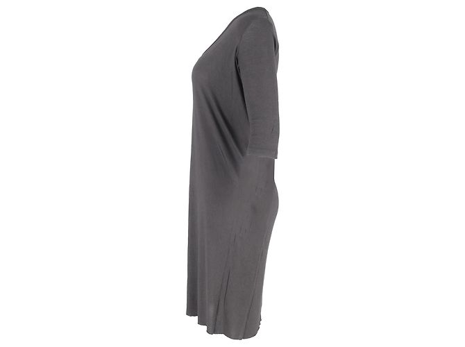 Vestido mini de cuello redondo Rick Owens en algodón gris - vista 2