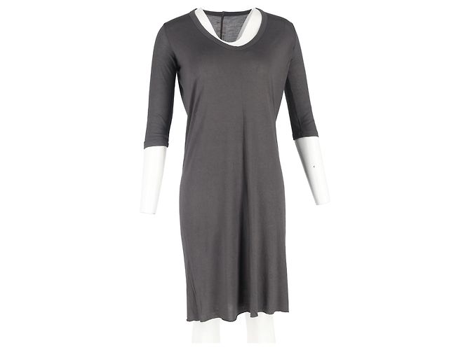 Vestido mini de cuello redondo Rick Owens en algodón gris - vista 4