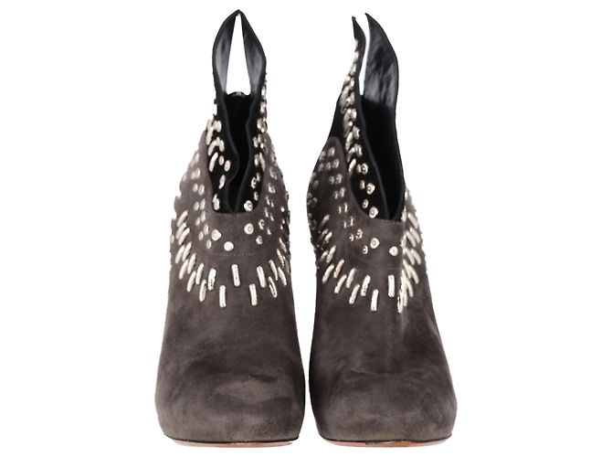 Stivaletti con tacco decorati Alaïa con ali in suede grigio e nero - vista 2