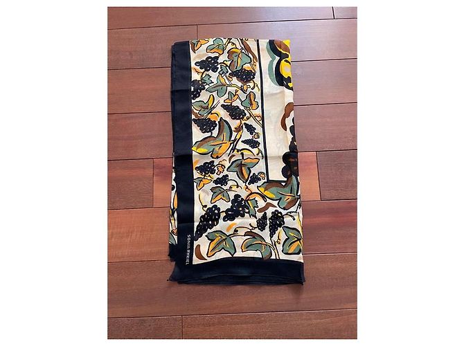 Foulard in Seta Vintage Sonia Rykiel Nero Crudo Giallo - vista 4