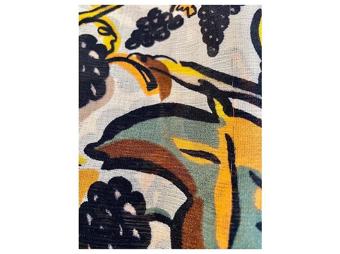 Foulard in Seta Vintage Sonia Rykiel Nero Crudo Giallo - vista 7