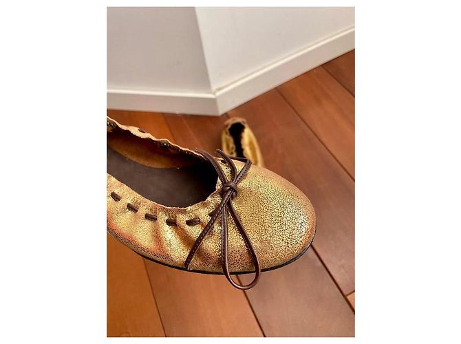 Bailarinas Heschung en cuero dorado - vista 3