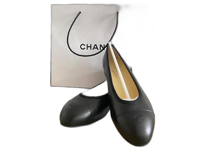 Cambon Bailarinas Chanel de piel negra Negro - vista 2