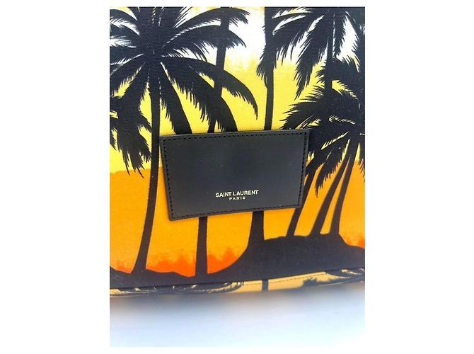 Nuovo zaino in nylon nero Saint Laurent Hunting Palm Tree Sunset Multicolore - vista 4